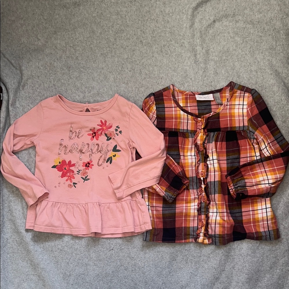 Girl 4T The Children’s Place& Carters Pink Floral and Plaid Kids Tops Set